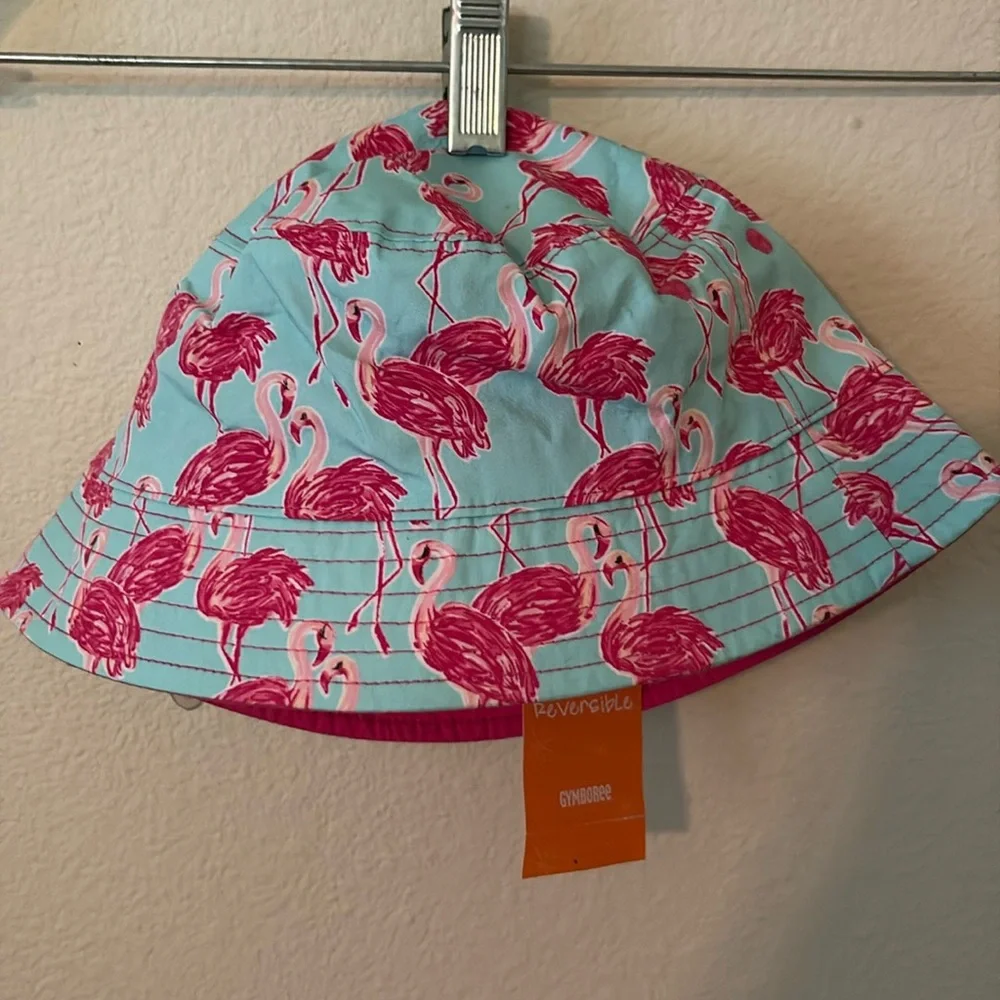 New Gymboree Toddler Sunhat, Flamingos and‎ Solid Pink, Size Large